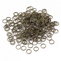 Колечка Подвійні, Залізні, Колір: Бронза, Розмір: 10мм, Товщина 0.7мм, 50г / близько 200шт, (2WB27762)