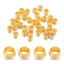 Koraliki Stopery Zaciskowe, Crimp, Mosiądz, Złoto, 2x3mm, 140szt/5g (2WB27862)