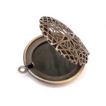 Wisiorek Pudełko, Okrągły, Mosiądz, Miedź, 32x27mm, Otwór 2mm, 1szt (13WB19618)