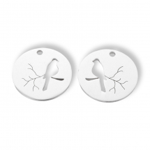 Wisiorek Ptaszek, Stal Nierdzewna, 20x1.1mm, Otwór 1.5mm, 2szt (13WB19630)