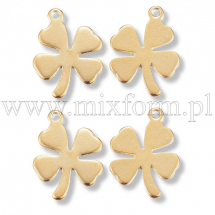 Zawieszka Koniczyna, Stal Nierdzewna, Złoto, 135x10x0.8 mm, Otwór 1 mm, 4 szt (13WB19631)