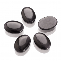 Kaboszony, Syntetyczne Kocie Oko, Owalne, Czarny, 18x13mm, Grubość 2.5~3.5mm, 5szt (13WB19664)