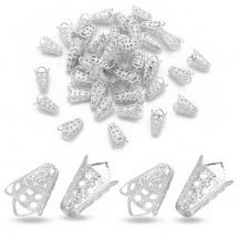 Конус Шапочки для Бусин, Залізні, Колір: Срібло, Розмір: 10х16мм, Отвір 1.5мм, (2WB30388)