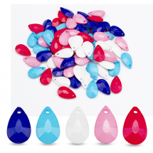 Zawieszka Akrylowa Kropla do Robienia Biżuterii, Nieprzezroczysta Fasetowana Mix, 20x12x5mm, około 90szt/50g (13WB13480)