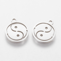 Wisiorek Yin-Yang, Stal Nierdzewna, 14x12x1mm, Otwór 1mm, 2szt (13WB19801)