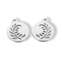 Wisiorek z Liściem, Stal Nierdzewna, 14x12x1mm, Otwór 1.5mm, 2szt (13WB19802)