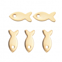 Wisiorki Zawieszki Rybka, Stal Nierdzewna, Złoto, 8.5x4x0.8mm, Otwór 1mm, 5szt (13WB19806)