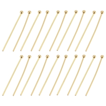 Szpilki z Kulką do Rękodzieła i Biżuterii, Stal Nierdzewna, Pozłacane 24K, 25x0.6mm, 20szt (13WB17876)