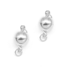 Zapięcie Magnetyczne, do Rękodzieła i Biżuterii, Mosiądz, Okrągły z Kółkami, Srebrny, 14x8mm, 2szt (13WB12234)