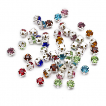 Пришивні Скляні Стрази Клас А, ЦАПи Латунь срібного кольору, Квадратні, Колір: Мікс, Розмір: 3 ~ 3.2x3 ~ 3.2мм, Отв-тя до 1мм, (13WB13808)