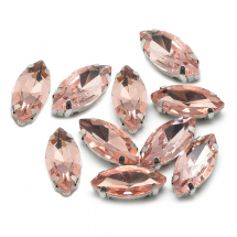 Пришивні Стрази, Скло Гірський Кришталь, Основа Латунь, Кінський очей, Колір: Темно-лососевий, Розмір: Довжина 15мм, Ширина 7мм, Товщина 5мм, Отвір 0.8-1мм, (13WB19697)