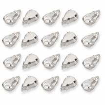 Пришивні Стрази Скло, Гірський Кришталь, Основа Латунь Кольори Платина, Крапля, Колір: Безбарвний, Довжина 8мм, Ширина 5.5мм, Товщина 4 мм, Отвір 0.8-1мм, (13WB19721)