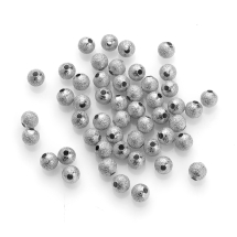 Koraliki Gwiezdny Pył, Mosiądz, Okrągłe, Platyna, 4mm, Otwór 1mm, 50szt (14WB7470)