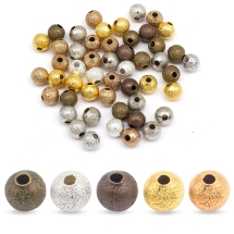 Koraliki Teksturowany, Mosiądz, Okrągły, Mix, 4mm, Otwór 1mm, 50szt (14WB7477)