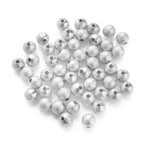 Намистини Зоряна Пил, Латунь, Круглі, Колір: Платина, Розмір: Діаметр 6мм, Отвір 1мм, (14WB7480)