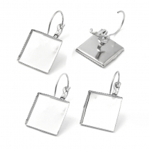 Baza do Kolczyków pod Kaboszon, Mosiądz, Kolor: Platynowy, 28x16mm, Baza 15x15mm, Pin 0.7mm 4szt (14WB7492)