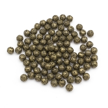 Koraliki Żelazo, Filigran, Okrągłe, Kolor: Bronze, 8mm, 100szt (14WB7509)