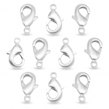 Zapięcie Karabińczyk-Lobster Eco Mosiądz, Kolor: Srebrny, 10x5x3mm, Otwór 1mm, 10szt (14WB9209)
