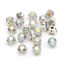 Dżety do Przyszycia, Szkło i Mosiądz, Klasa A, Kryształ AB, 6x5mm, otwor 1.5mm, 20szt (14WB9469)