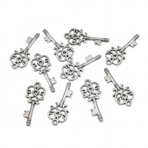 Кулон Ключ, Метал, Колір: Античне Срібло, Розмір: 33x14х2мм, Отвір 2мм, (14WB8832)